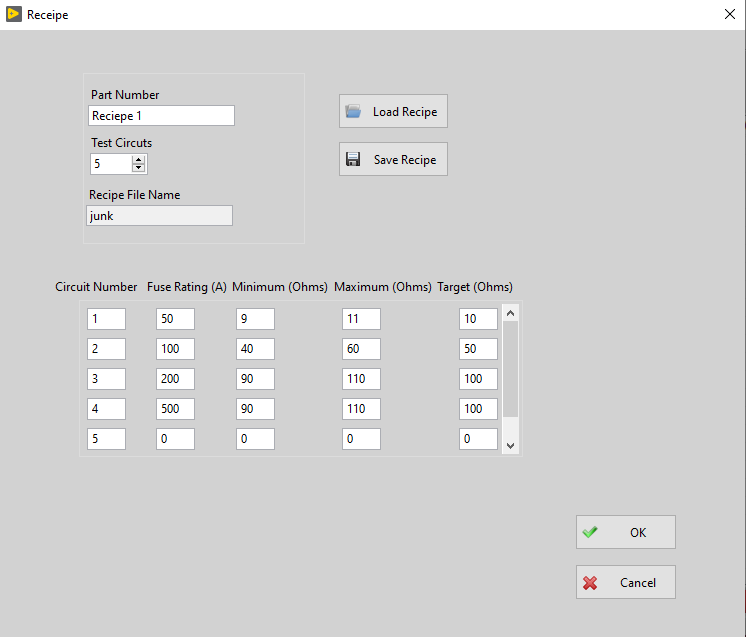 Receipe Dialog